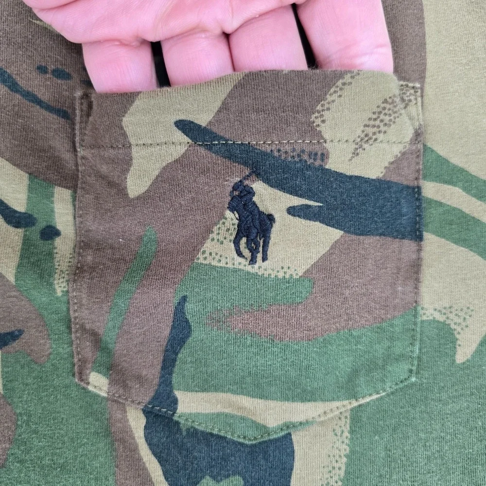 Polo Ralph Lauren Men's XL Green Surplus Camo Pocket T Shirt Custom Slim Fit